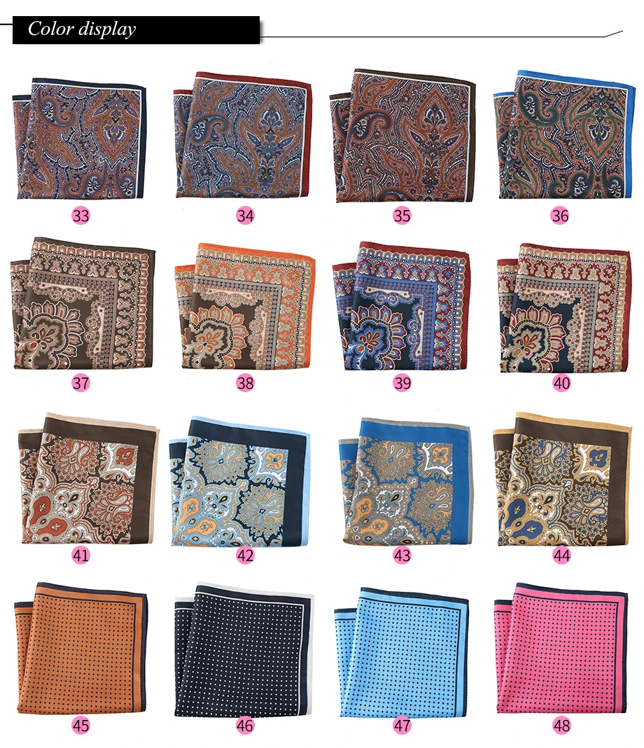 New Men Pocket Square Handkerchief Accessories Paisley Dot Vintage Business Suit Hanky Breast Scarf 30*30cm Gift