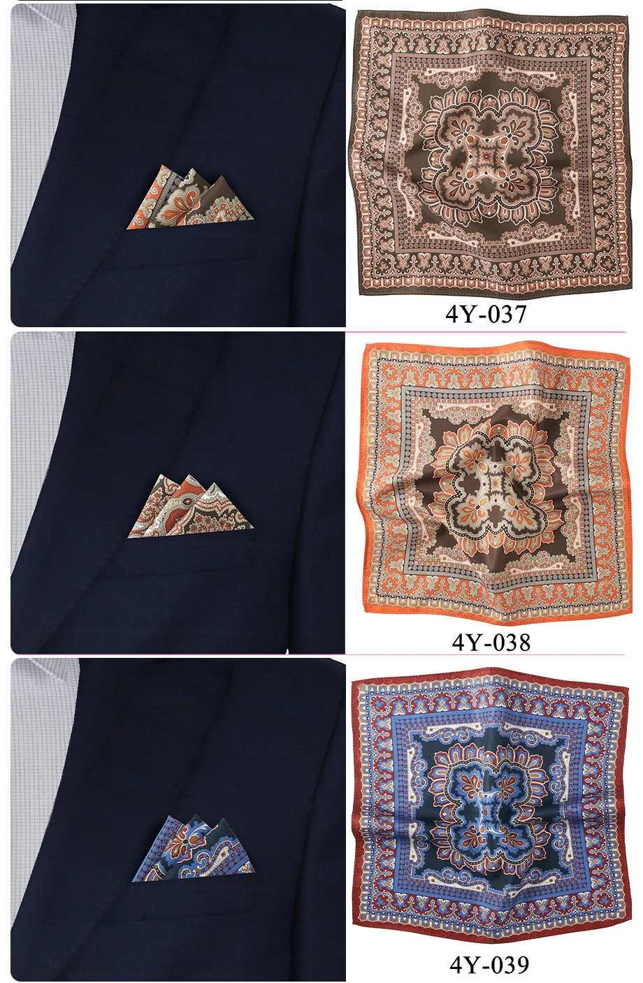 New Men Pocket Square Handkerchief Accessories Paisley Dot Vintage Business Suit Hanky Breast Scarf 30*30cm Gift