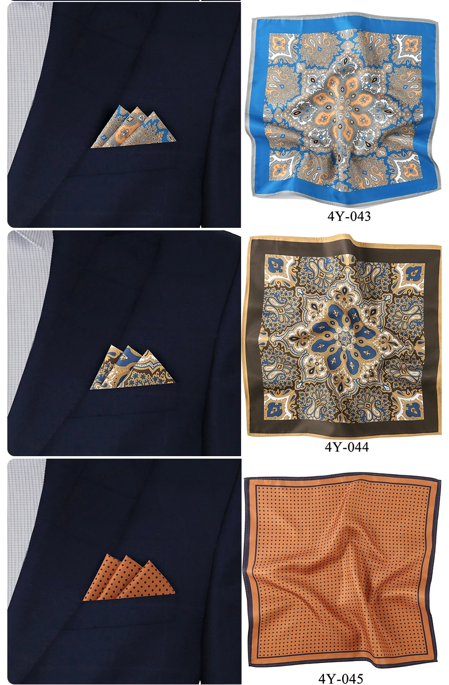 New Men Pocket Square Handkerchief Accessories Paisley Dot Vintage Business Suit Hanky Breast Scarf 30*30cm Gift