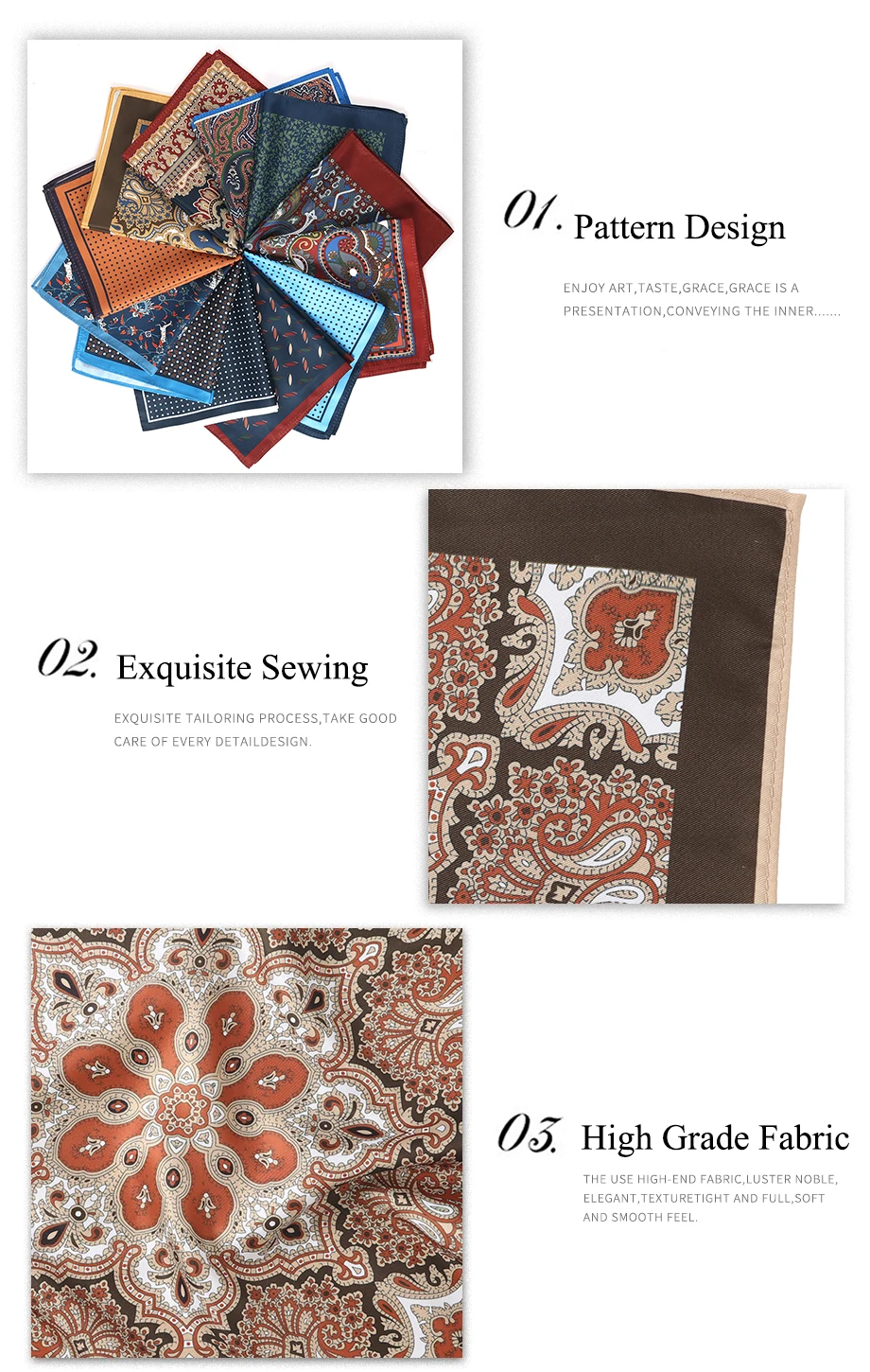 New Men Pocket Square Handkerchief Accessories Paisley Dot Vintage Business Suit Hanky Breast Scarf 30*30cm Gift