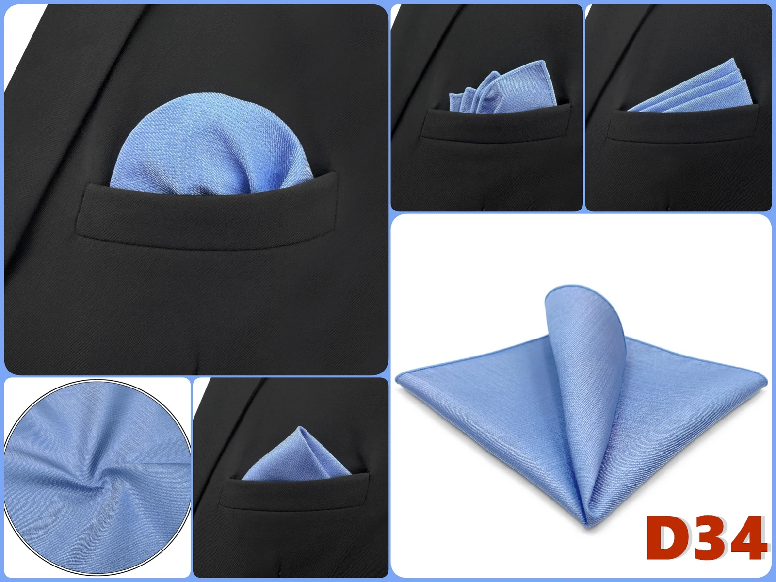 Mens Navy Blue Pocket Square Handkerchief Dark Royal Blue Paisley Floral Suit Pocket Towel Hanky Business Wedding Accessories