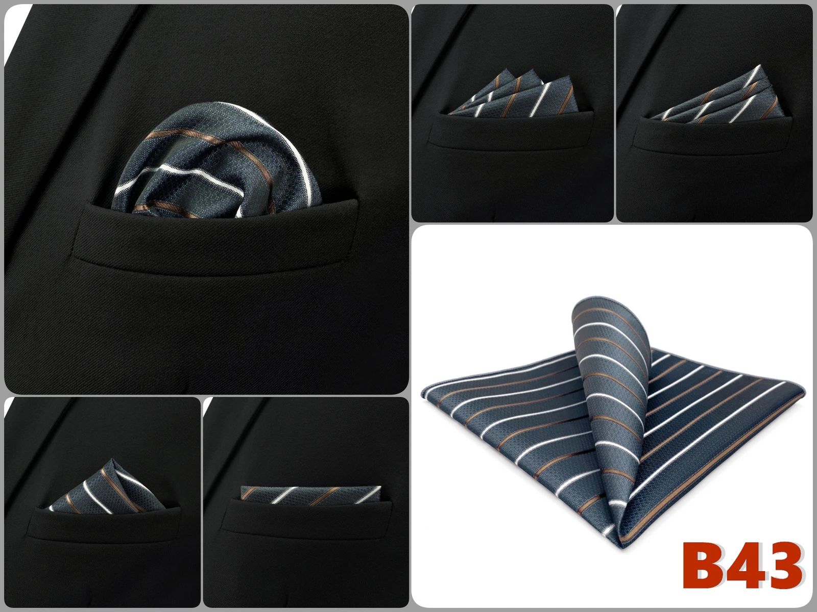 Mens Navy Blue Pocket Square Handkerchief Dark Royal Blue Paisley Floral Suit Pocket Towel Hanky Business Wedding Accessories