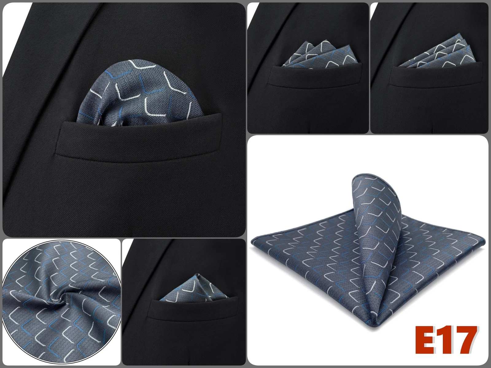 Mens Navy Blue Pocket Square Handkerchief Dark Royal Blue Paisley Floral Suit Pocket Towel Hanky Business Wedding Accessories