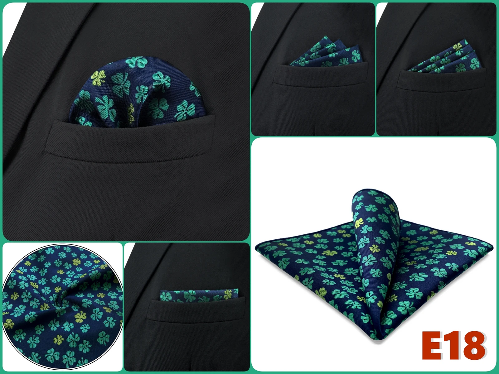 Mens Navy Blue Pocket Square Handkerchief Dark Royal Blue Paisley Floral Suit Pocket Towel Hanky Business Wedding Accessories