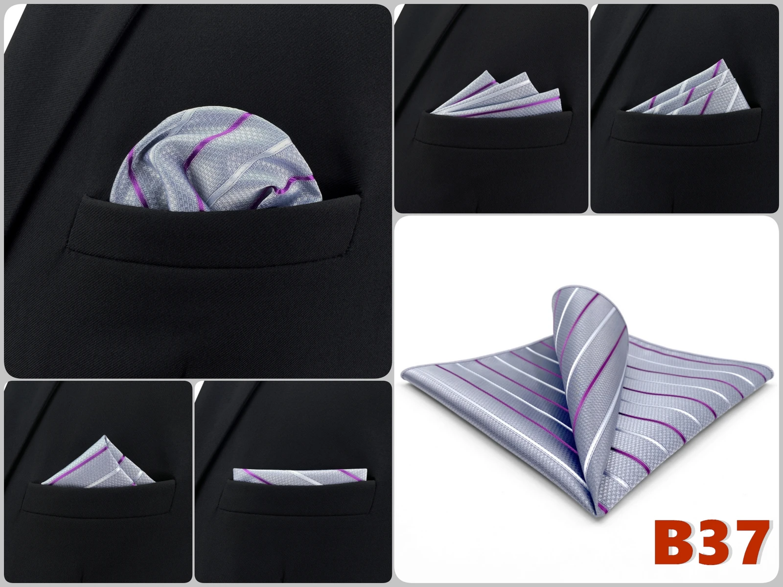Mens Navy Blue Pocket Square Handkerchief Dark Royal Blue Paisley Floral Suit Pocket Towel Hanky Business Wedding Accessories
