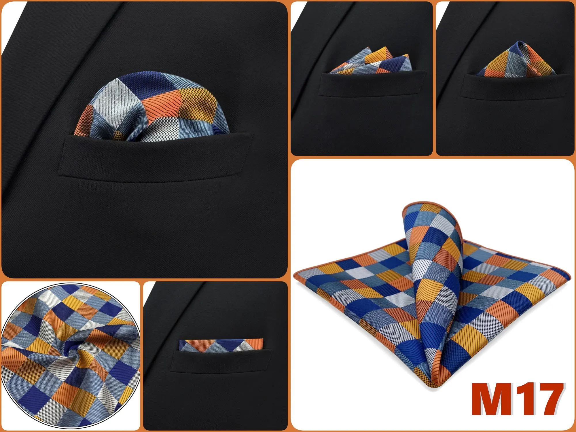 Mens Navy Blue Pocket Square Handkerchief Dark Royal Blue Paisley Floral Suit Pocket Towel Hanky Business Wedding Accessories
