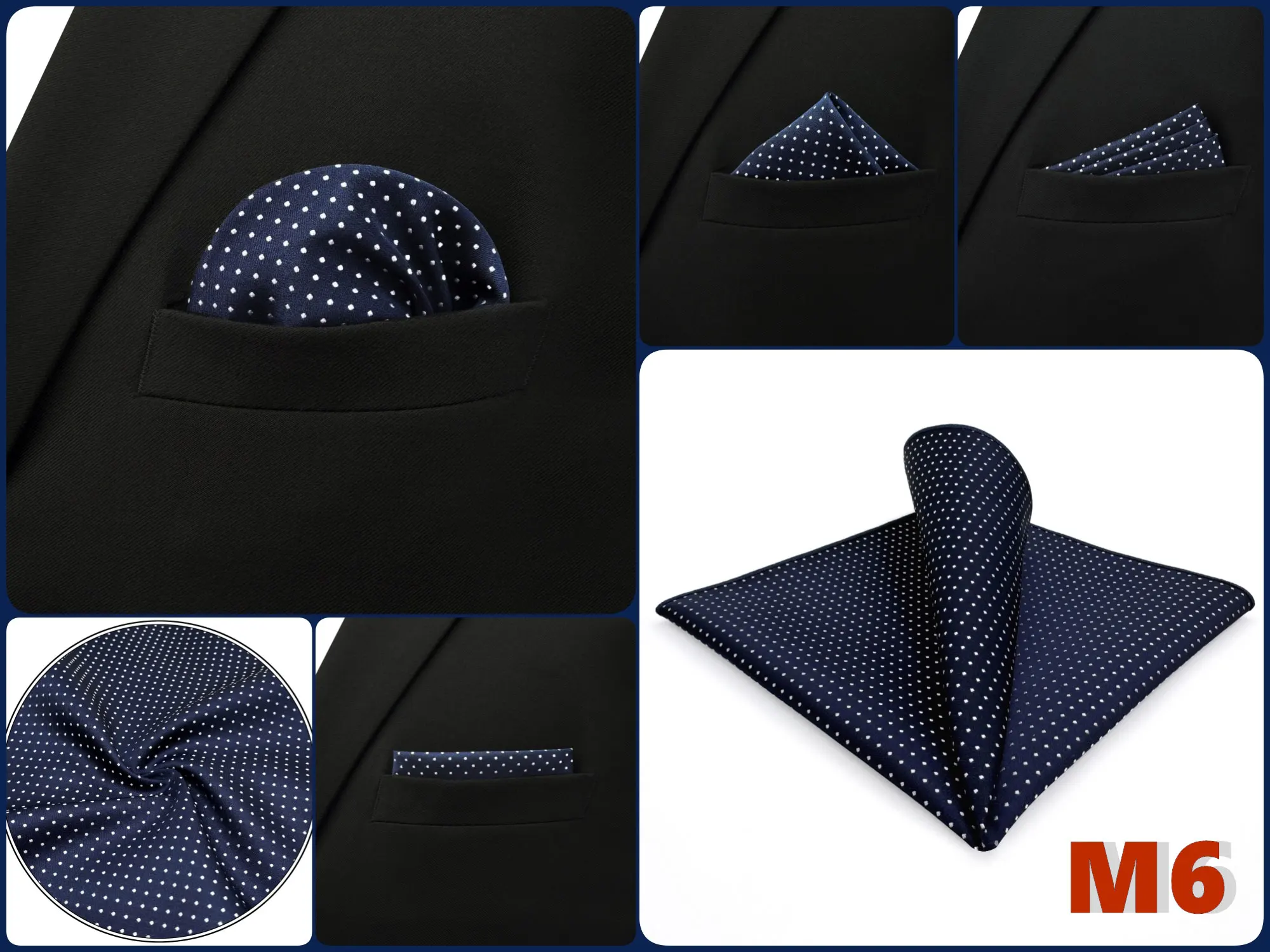 Mens Navy Blue Pocket Square Handkerchief Dark Royal Blue Paisley Floral Suit Pocket Towel Hanky Business Wedding Accessories
