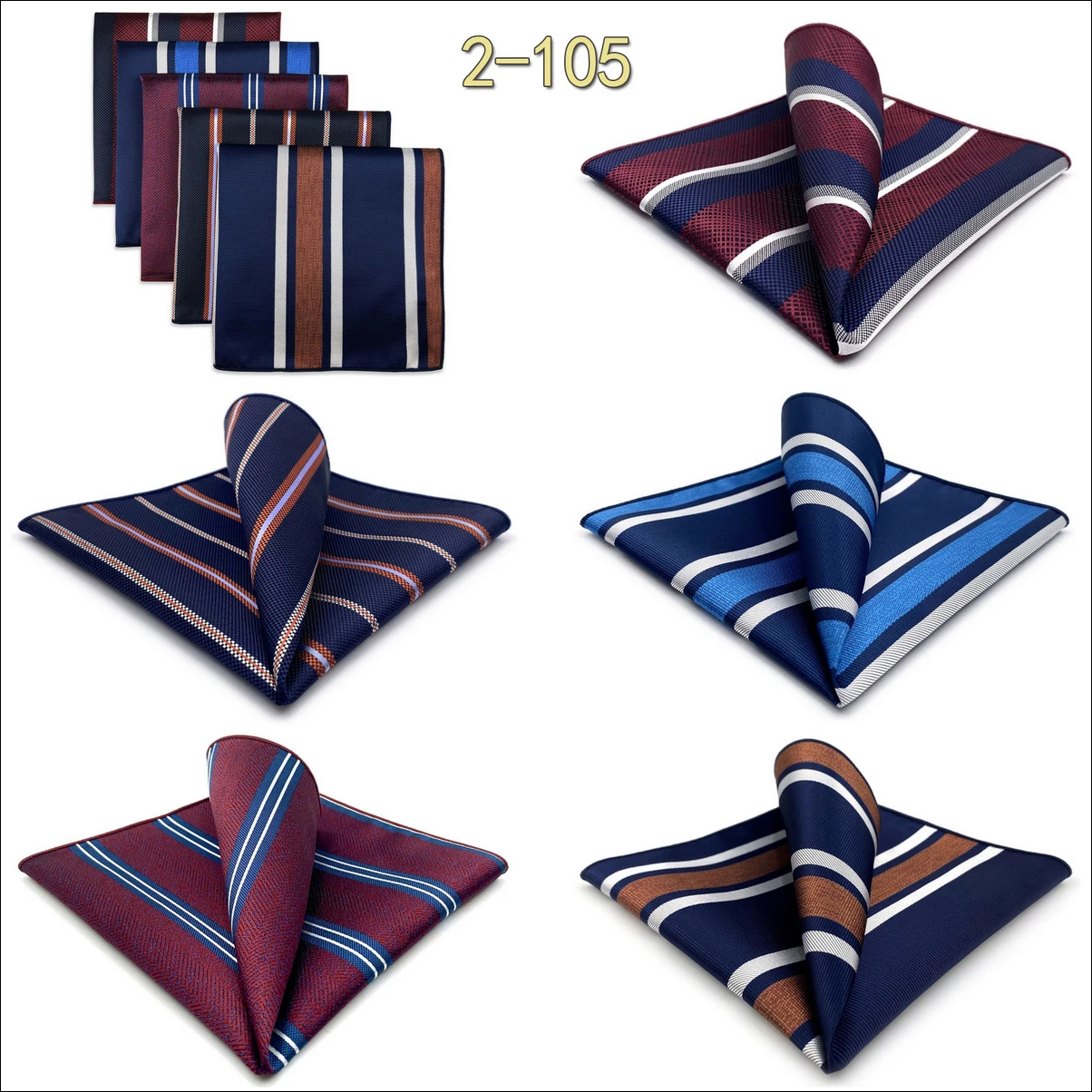 5 Pieces Classic Mens Pocket Square Set Handkerchief Assorted Suit Hanky Multi Designs Business Wedding Formal Gift Dropshipping