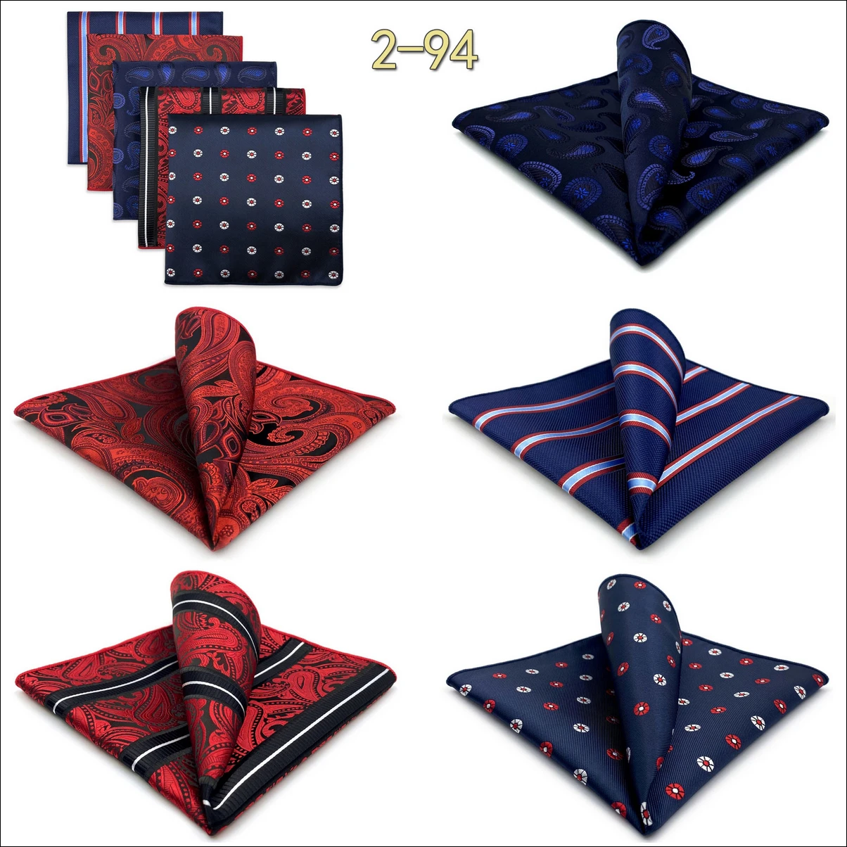 5 Pieces Classic Mens Pocket Square Set Handkerchief Assorted Suit Hanky Multi Designs Business Wedding Formal Gift Dropshipping