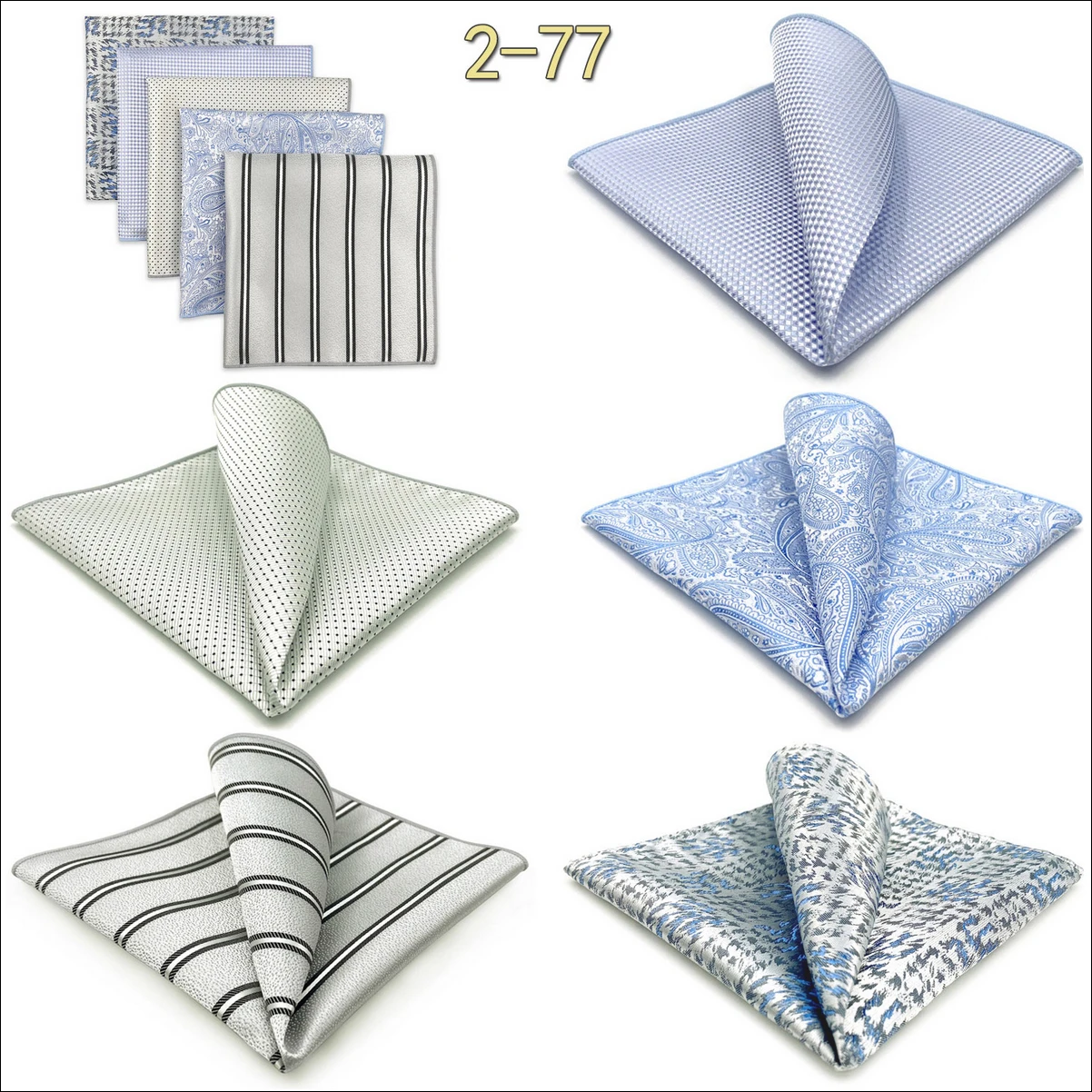 5 Pieces Classic Mens Pocket Square Set Handkerchief Assorted Suit Hanky Multi Designs Business Wedding Formal Gift Dropshipping