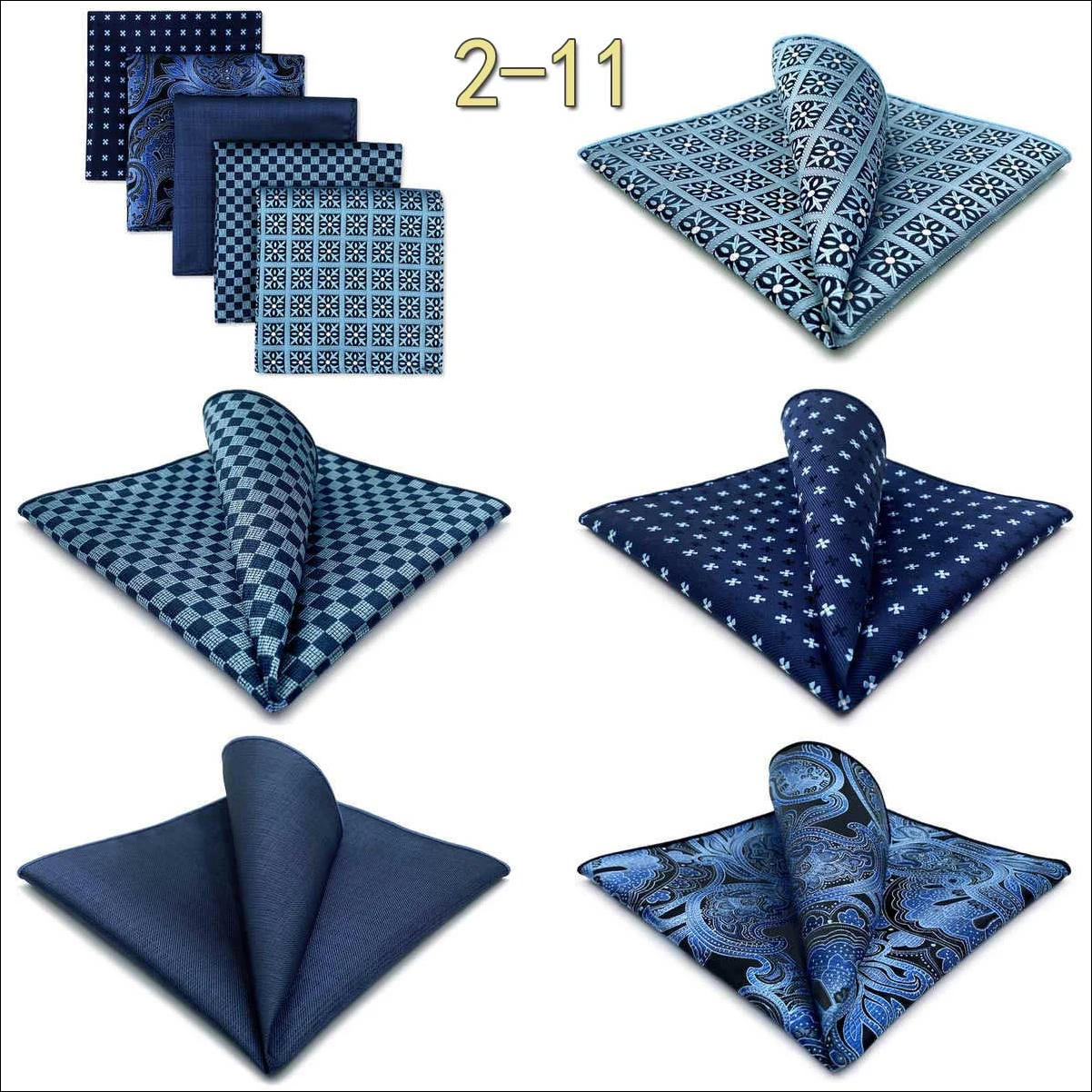 5 Pieces Classic Mens Pocket Square Set Handkerchief Assorted Suit Hanky Multi Designs Business Wedding Formal Gift Dropshipping