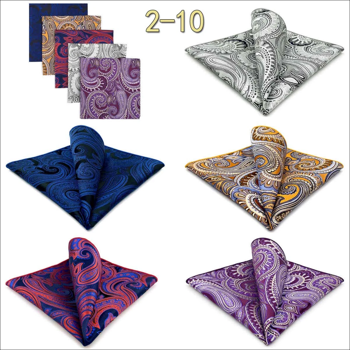 5 Pieces Classic Mens Pocket Square Set Handkerchief Assorted Suit Hanky Multi Designs Business Wedding Formal Gift Dropshipping