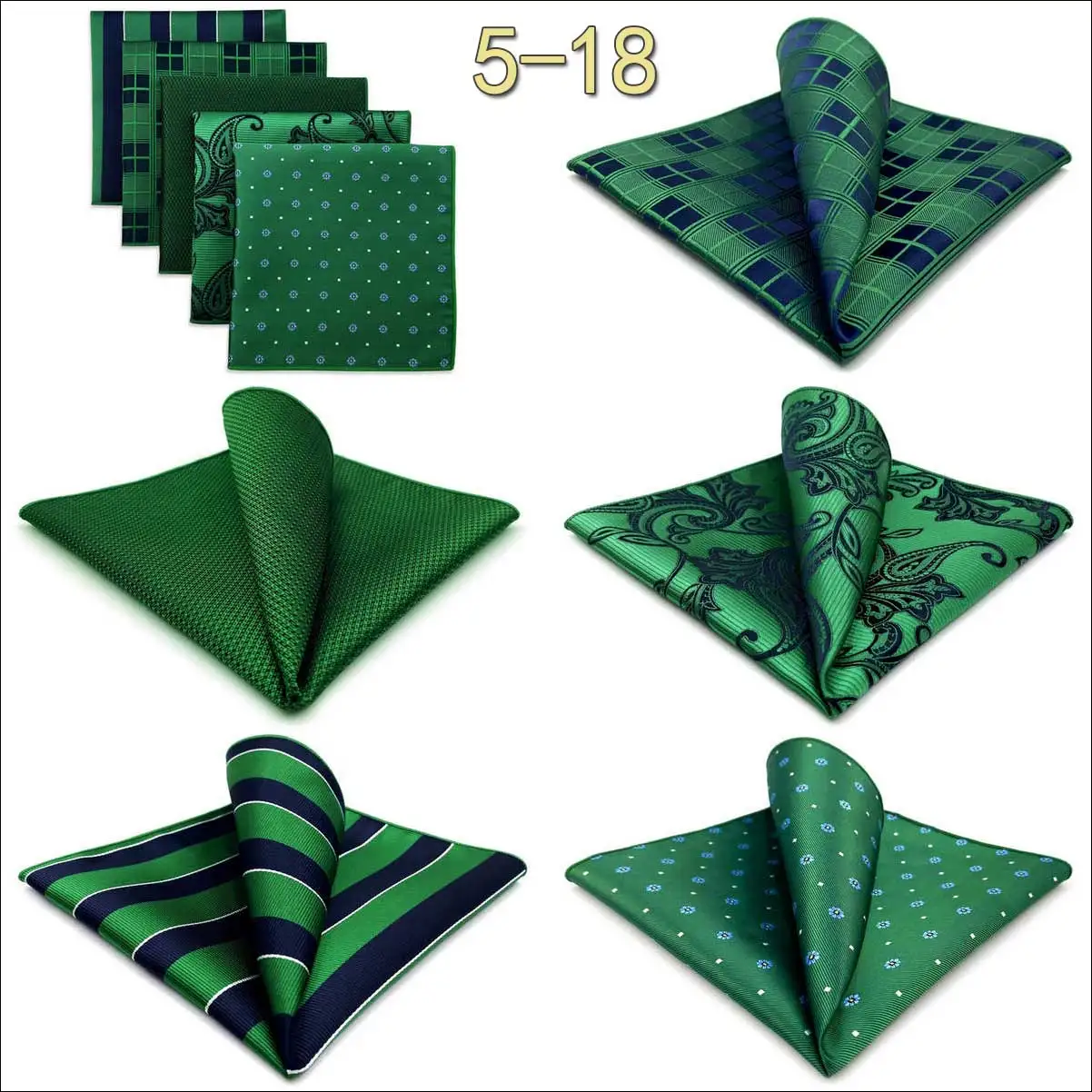5 Pieces Classic Mens Pocket Square Set Handkerchief Assorted Suit Hanky Multi Designs Business Wedding Formal Gift Dropshipping
