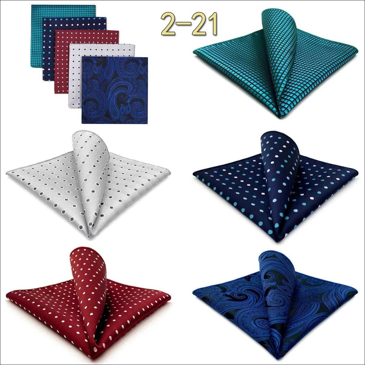 5 Pieces Classic Mens Pocket Square Set Handkerchief Assorted Suit Hanky Multi Designs Business Wedding Formal Gift Dropshipping