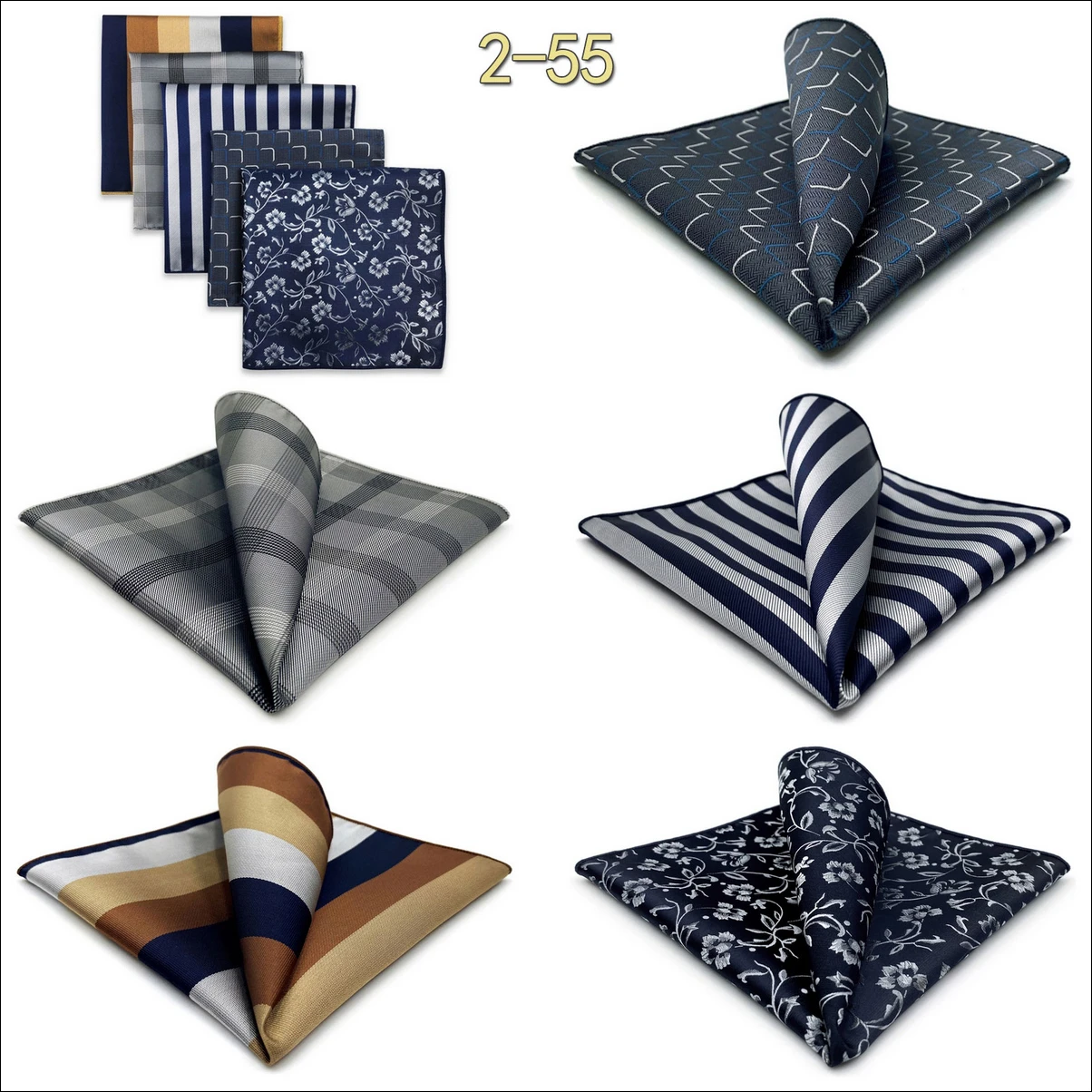 5 Pieces Classic Mens Pocket Square Set Handkerchief Assorted Suit Hanky Multi Designs Business Wedding Formal Gift Dropshipping