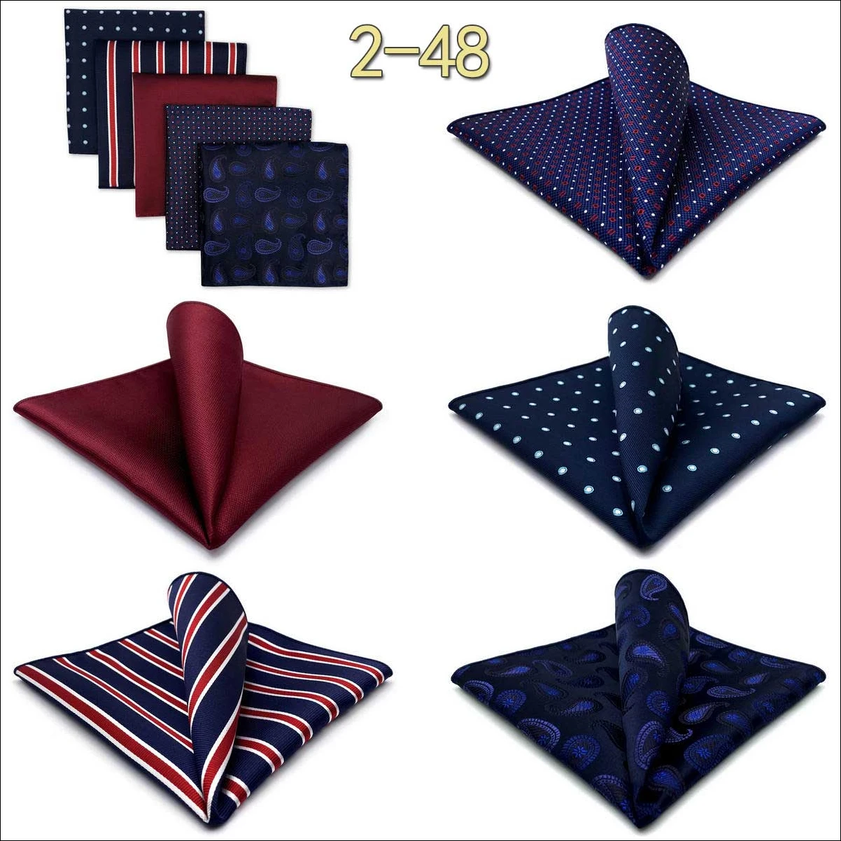 5 Pieces Classic Mens Pocket Square Set Handkerchief Assorted Suit Hanky Multi Designs Business Wedding Formal Gift Dropshipping