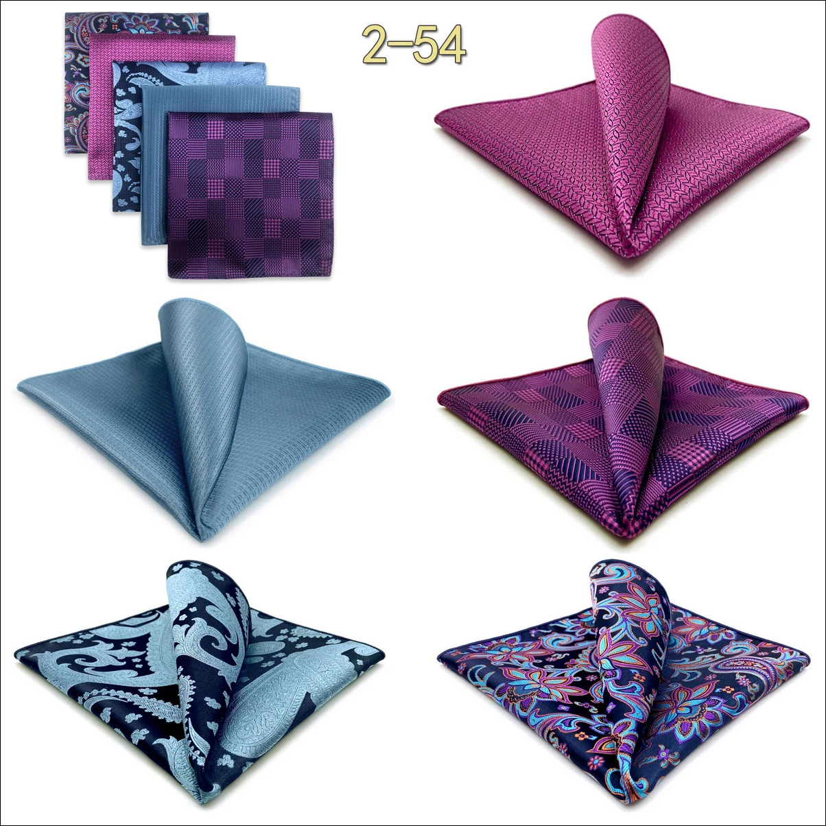 5 Pieces Classic Mens Pocket Square Set Handkerchief Assorted Suit Hanky Multi Designs Business Wedding Formal Gift Dropshipping