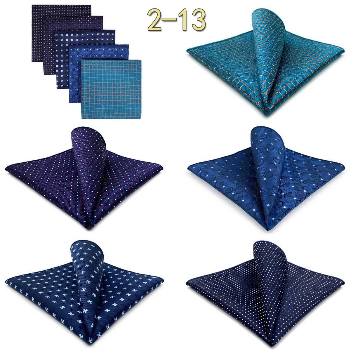 5 Pieces Classic Mens Pocket Square Set Handkerchief Assorted Suit Hanky Multi Designs Business Wedding Formal Gift Dropshipping