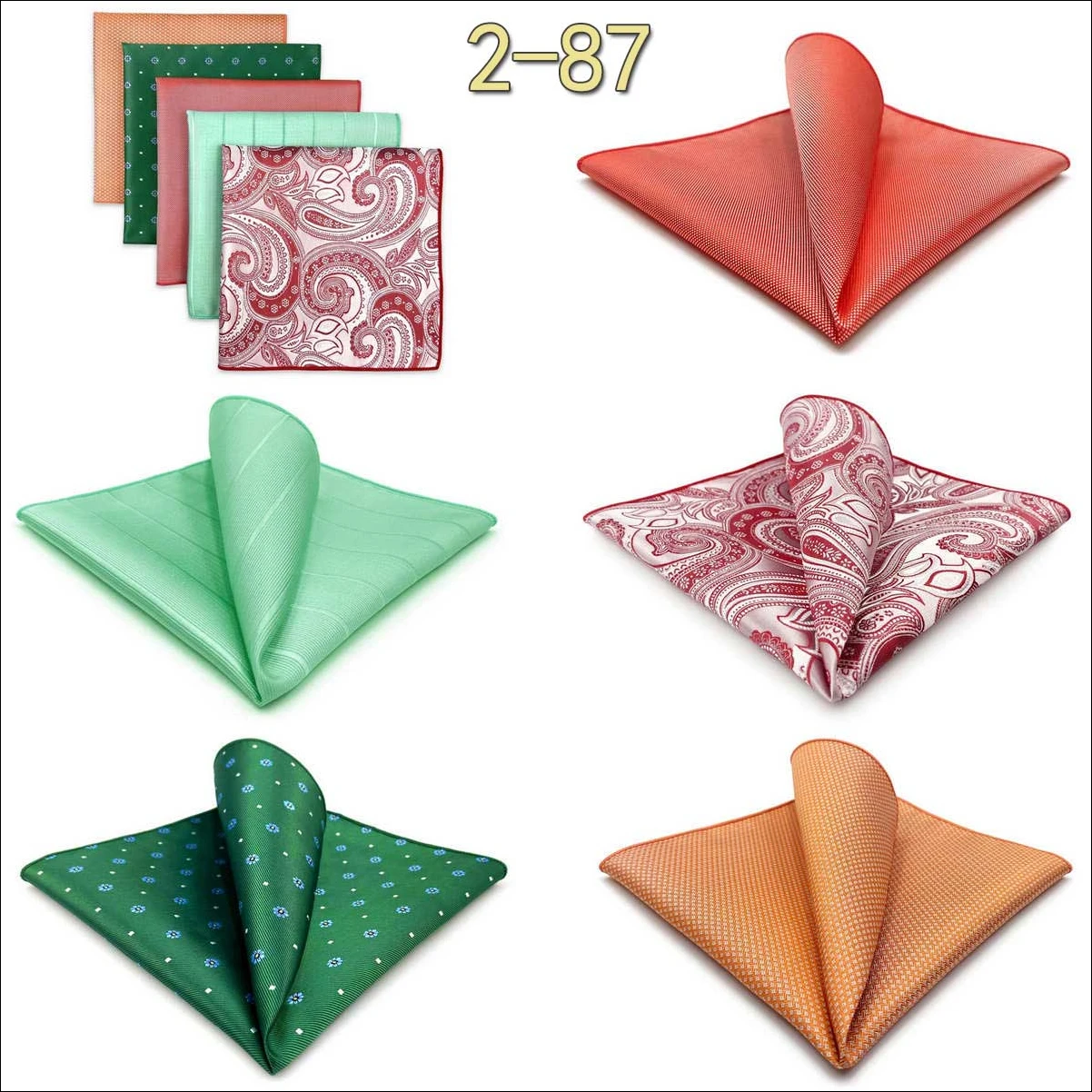 5 Pieces Classic Mens Pocket Square Set Handkerchief Assorted Suit Hanky Multi Designs Business Wedding Formal Gift Dropshipping