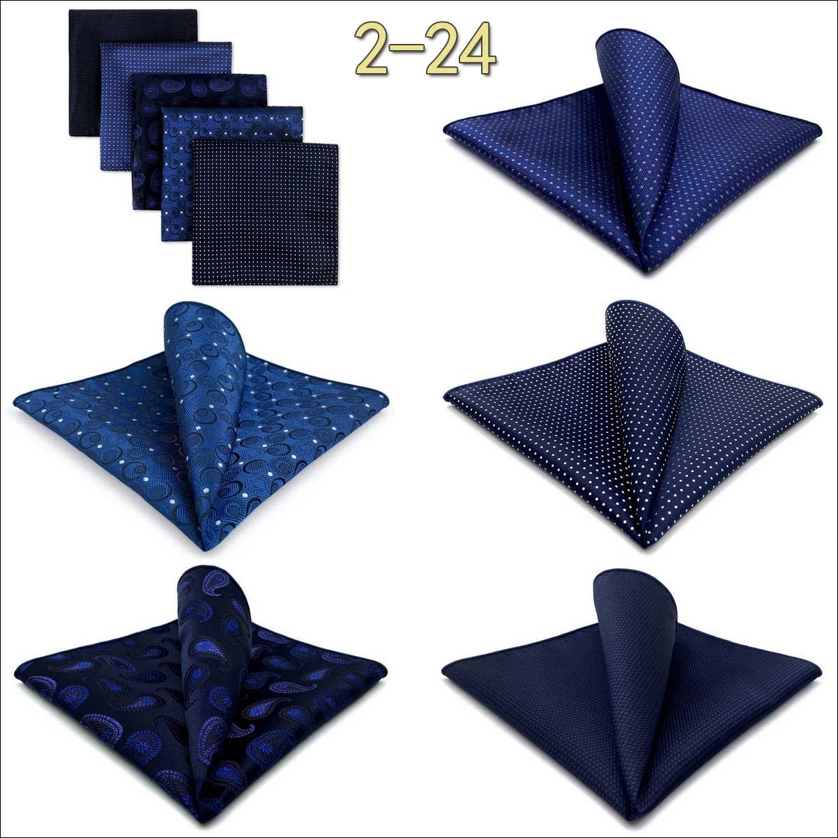 5 Pieces Classic Mens Pocket Square Set Handkerchief Assorted Suit Hanky Multi Designs Business Wedding Formal Gift Dropshipping