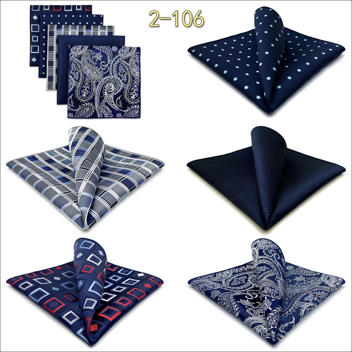 5 Pieces Classic Mens Pocket Square Set Handkerchief Assorted Suit Hanky Multi Designs Business Wedding Formal Gift Dropshipping