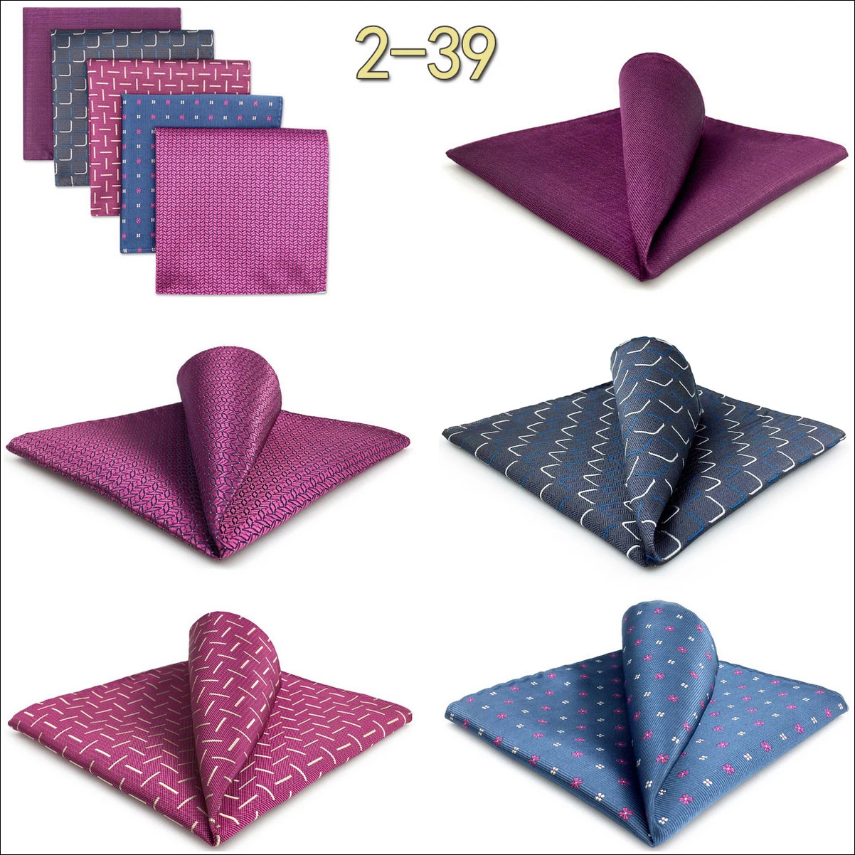 5 Pieces Classic Mens Pocket Square Set Handkerchief Assorted Suit Hanky Multi Designs Business Wedding Formal Gift Dropshipping