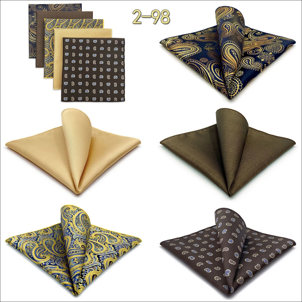 5 Pieces Classic Mens Pocket Square Set Handkerchief Assorted Suit Hanky Multi Designs Business Wedding Formal Gift Dropshipping