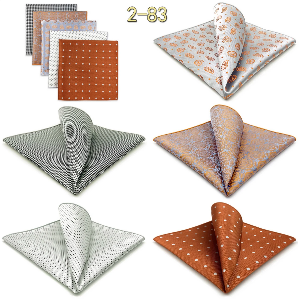 5 Pieces Classic Mens Pocket Square Set Handkerchief Assorted Suit Hanky Multi Designs Business Wedding Formal Gift Dropshipping
