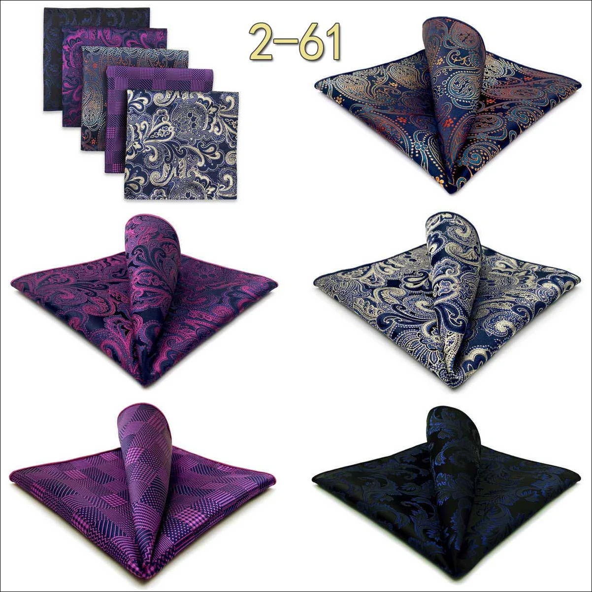 5 Pieces Classic Mens Pocket Square Set Handkerchief Assorted Suit Hanky Multi Designs Business Wedding Formal Gift Dropshipping
