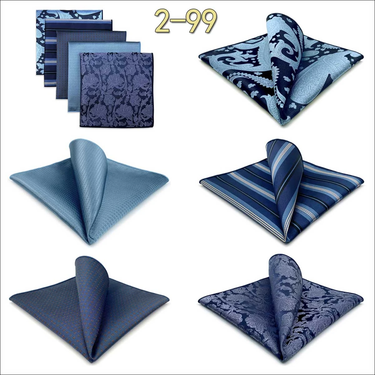 5 Pieces Classic Mens Pocket Square Set Handkerchief Assorted Suit Hanky Multi Designs Business Wedding Formal Gift Dropshipping