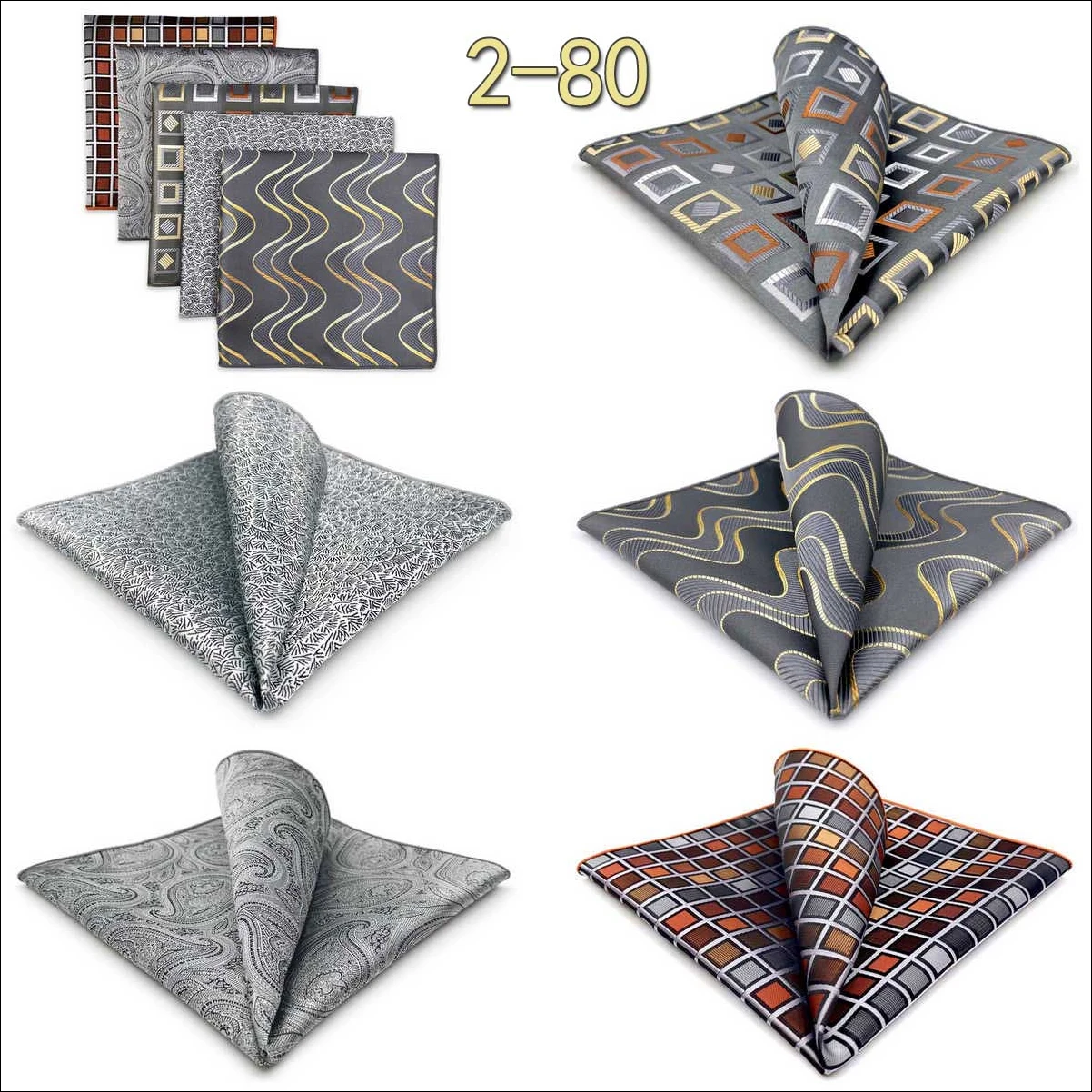 5 Pieces Classic Mens Pocket Square Set Handkerchief Assorted Suit Hanky Multi Designs Business Wedding Formal Gift Dropshipping