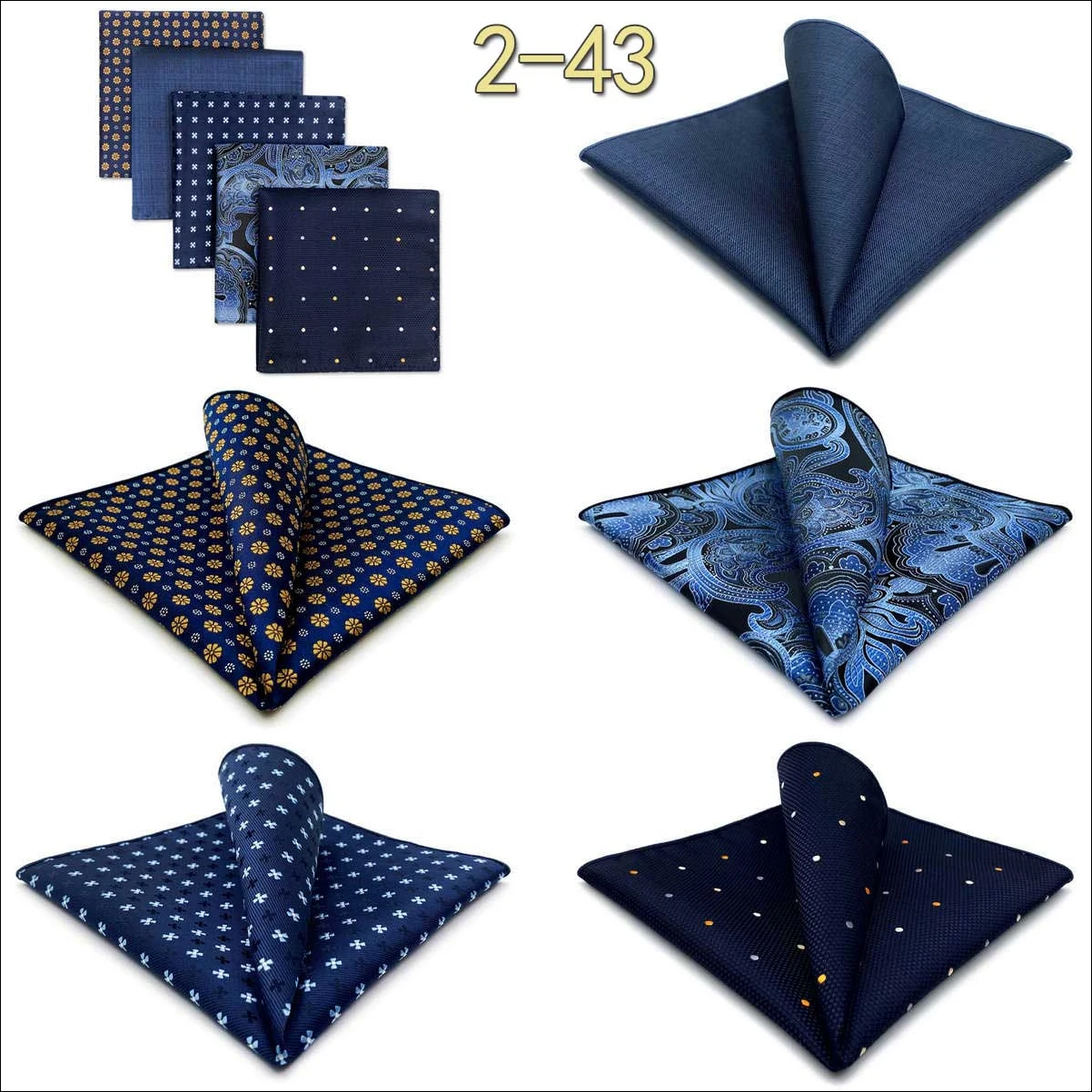 5 Pieces Classic Mens Pocket Square Set Handkerchief Assorted Suit Hanky Multi Designs Business Wedding Formal Gift Dropshipping