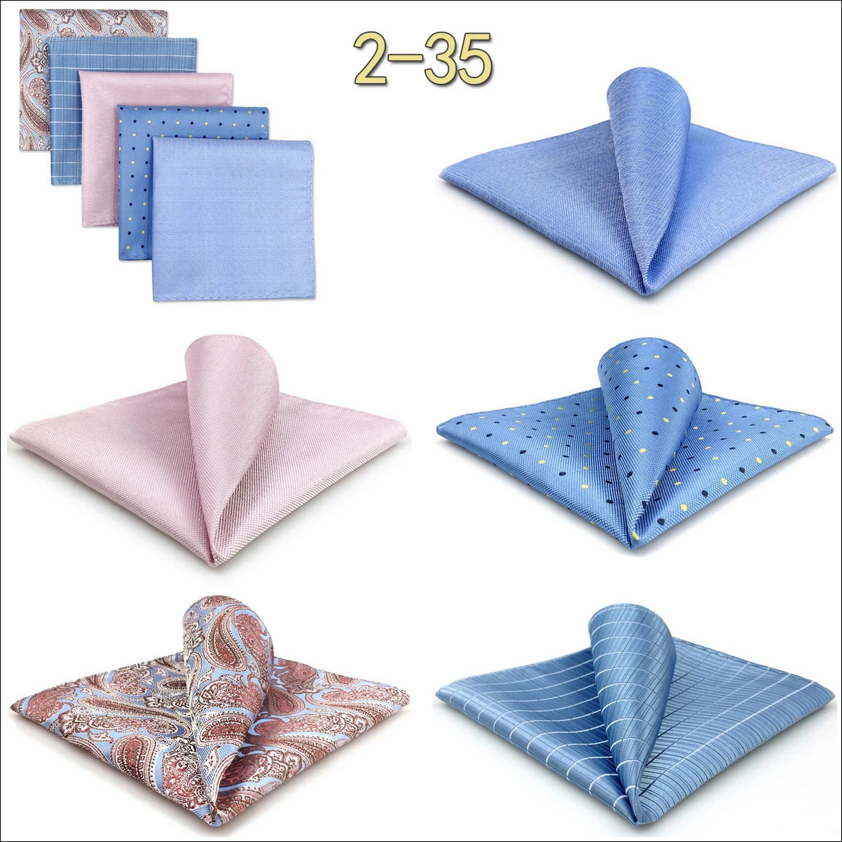 5 Pieces Classic Mens Pocket Square Set Handkerchief Assorted Suit Hanky Multi Designs Business Wedding Formal Gift Dropshipping