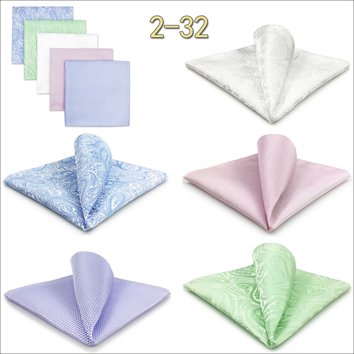 5 Pieces Classic Mens Pocket Square Set Handkerchief Assorted Suit Hanky Multi Designs Business Wedding Formal Gift Dropshipping