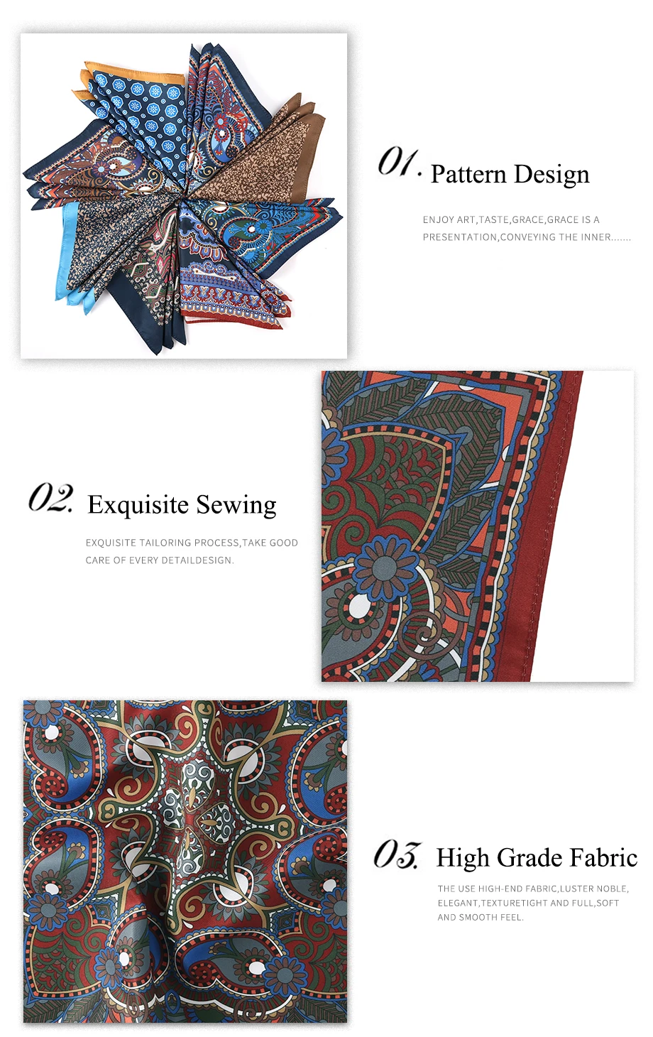 Tailor Smith Mens Pocket Squares Vintage Printed Checked Paisley Suit Handkerchiefs Luxury Men Hanky Accessories for gift