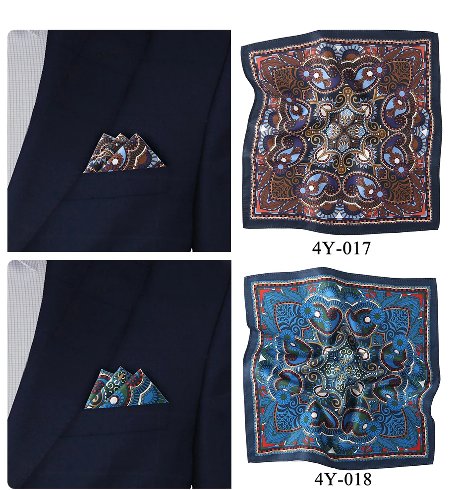 Tailor Smith Mens Pocket Squares Vintage Printed Checked Paisley Suit Handkerchiefs Luxury Men Hanky Accessories for gift