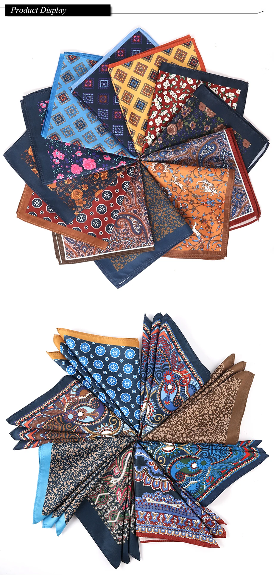 Tailor Smith Mens Pocket Squares Vintage Printed Checked Paisley Suit Handkerchiefs Luxury Men Hanky Accessories for gift