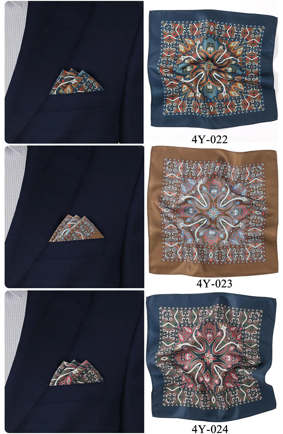 Tailor Smith Mens Pocket Squares Vintage Printed Checked Paisley Suit Handkerchiefs Luxury Men Hanky Accessories for gift