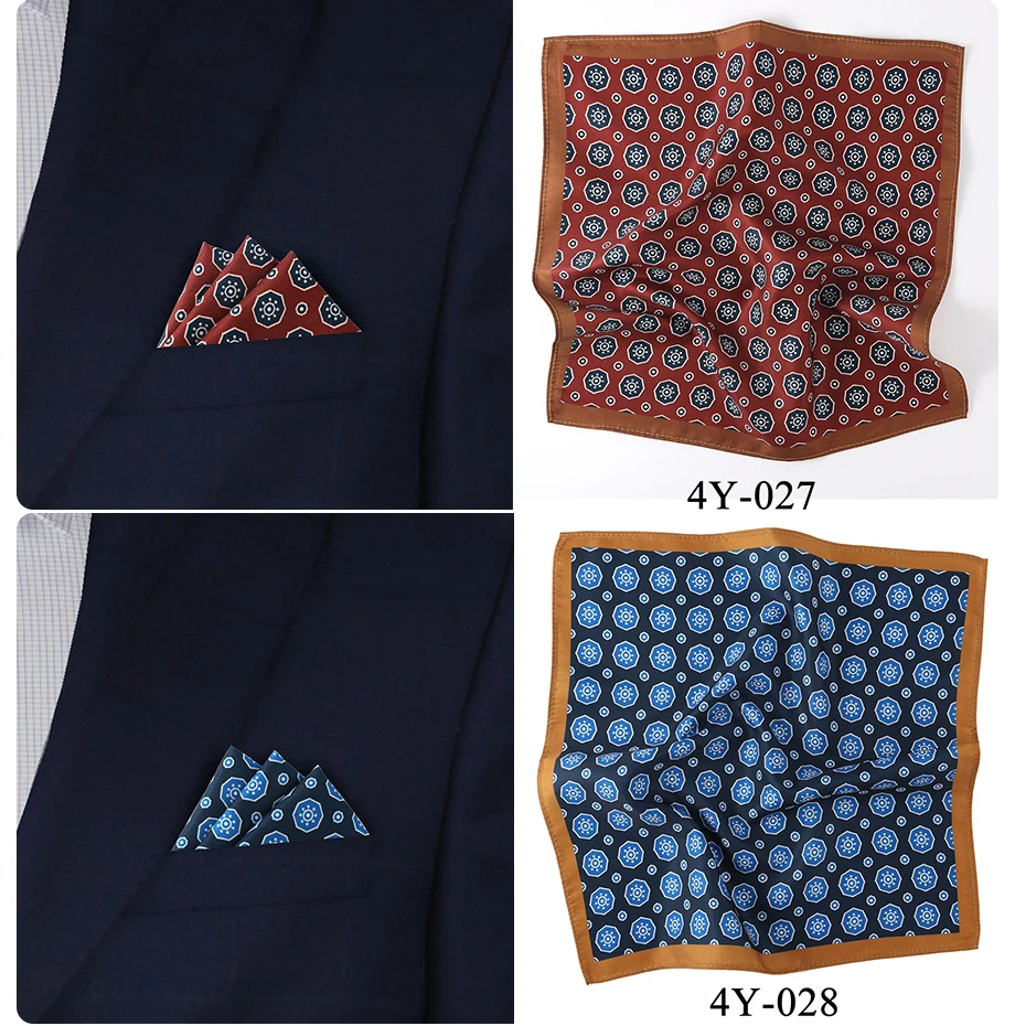 Tailor Smith Mens Pocket Squares Vintage Printed Checked Paisley Suit Handkerchiefs Luxury Men Hanky Accessories for gift