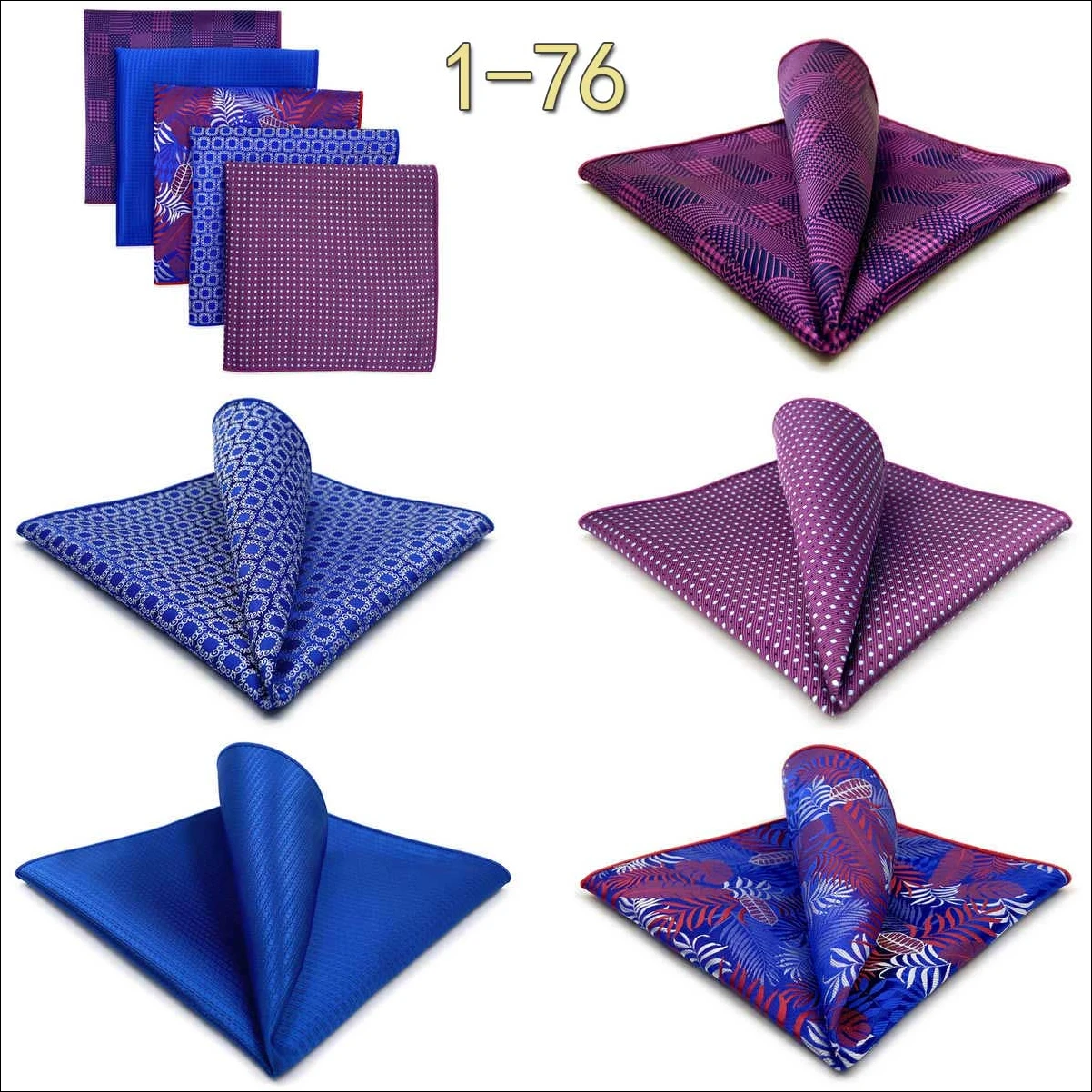 5 Pack Set Mens Pocket Square Handkerchief Multiple Designs Paisley Floral Solid Color Suit Towel Hanky Gentlemen Party Prom