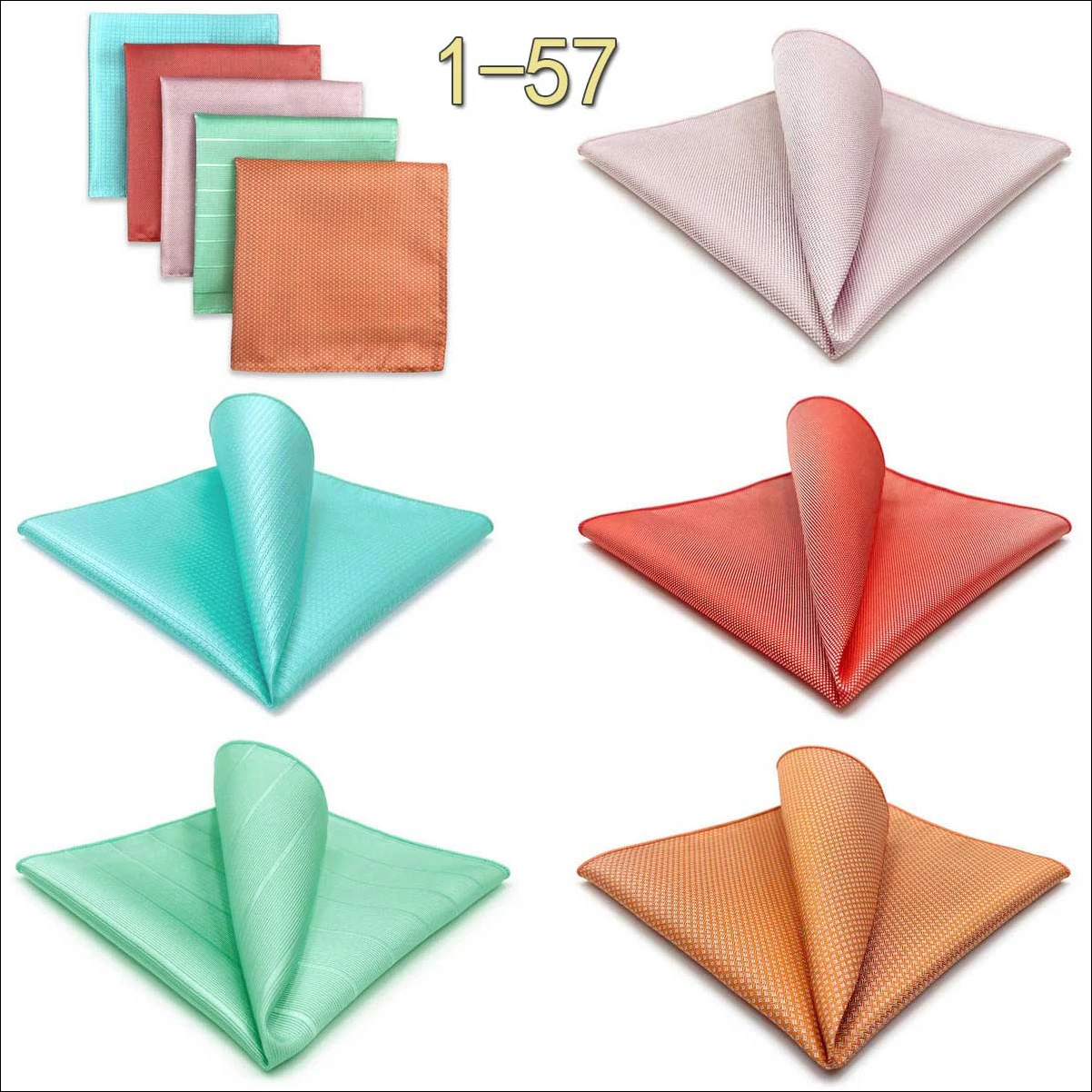 5 Pack Set Mens Pocket Square Handkerchief Multiple Designs Paisley Floral Solid Color Suit Towel Hanky Gentlemen Party Prom