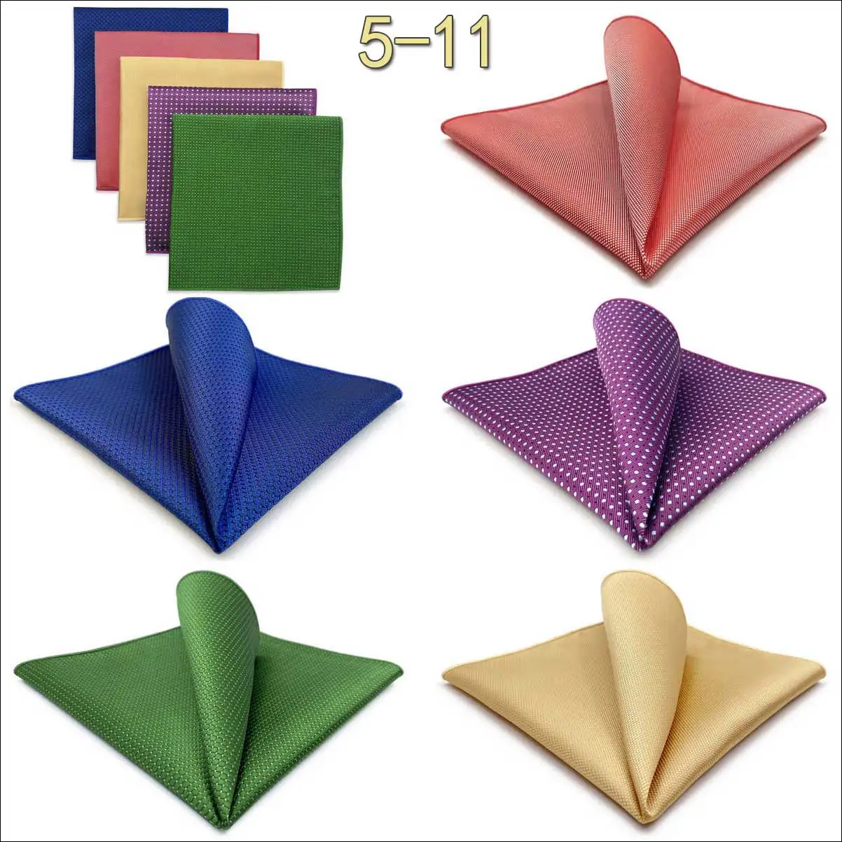 5 Pack Set Mens Pocket Square Handkerchief Multiple Designs Paisley Floral Solid Color Suit Towel Hanky Gentlemen Party Prom