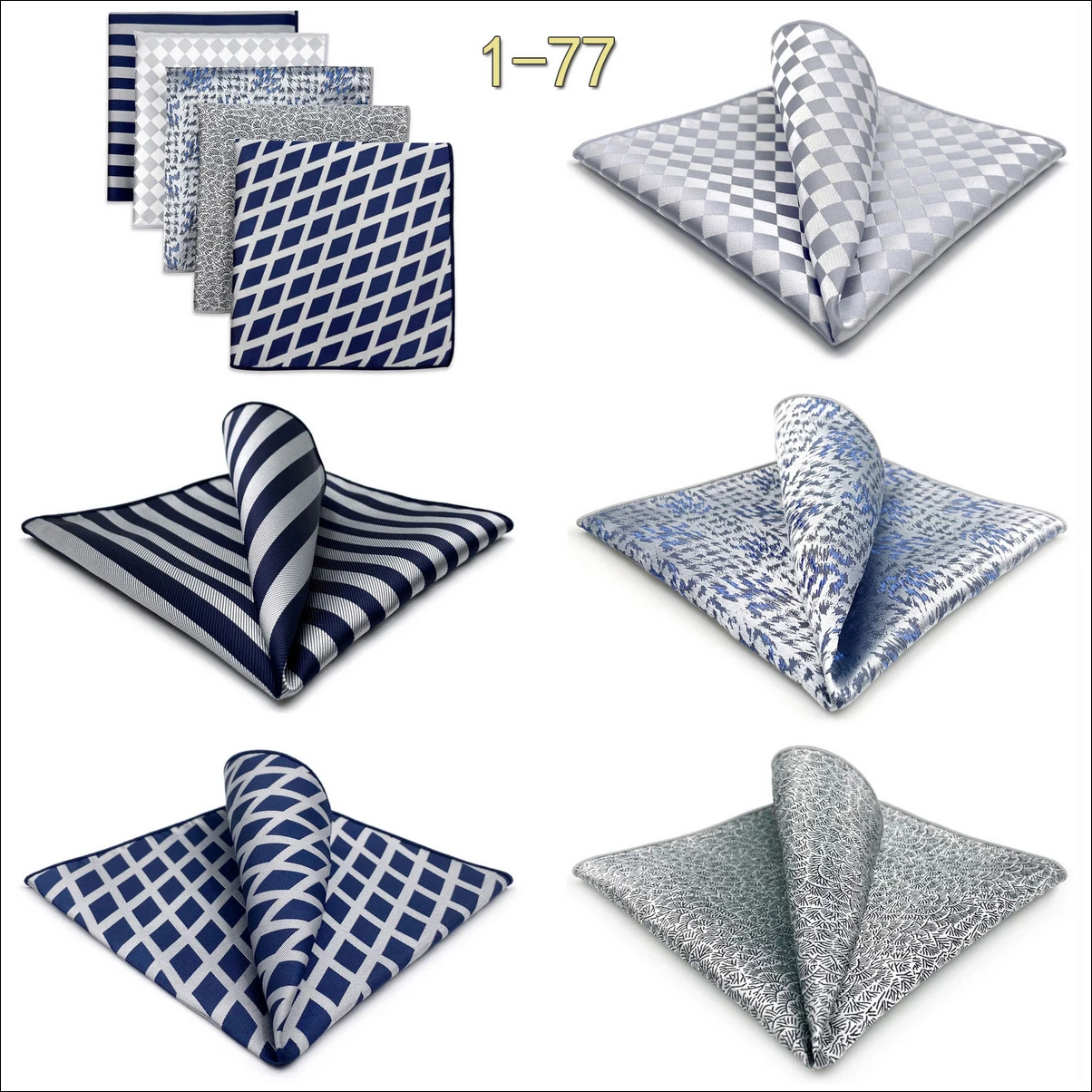 5 Pack Set Mens Pocket Square Handkerchief Multiple Designs Paisley Floral Solid Color Suit Towel Hanky Gentlemen Party Prom
