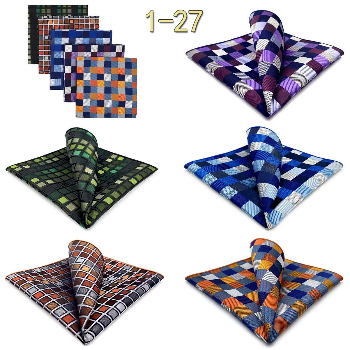 5 Pack Set Mens Pocket Square Handkerchief Multiple Designs Paisley Floral Solid Color Suit Towel Hanky Gentlemen Party Prom