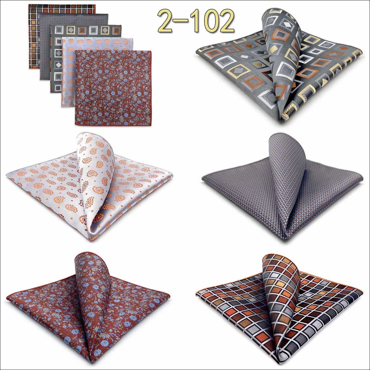 5 Pack Set Mens Pocket Square Handkerchief Multiple Designs Paisley Floral Solid Color Suit Towel Hanky Gentlemen Party Prom