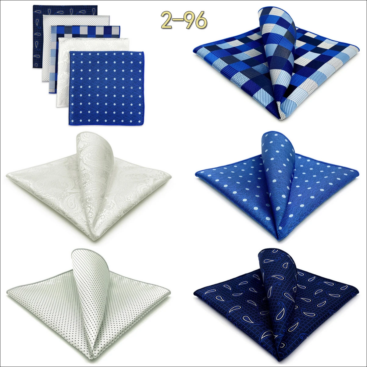 5 Pack Set Mens Pocket Square Handkerchief Multiple Designs Paisley Floral Solid Color Suit Towel Hanky Gentlemen Party Prom