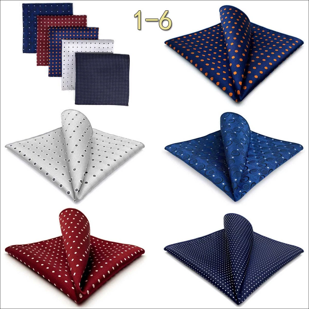 5 Pack Set Mens Pocket Square Handkerchief Multiple Designs Paisley Floral Solid Color Suit Towel Hanky Gentlemen Party Prom