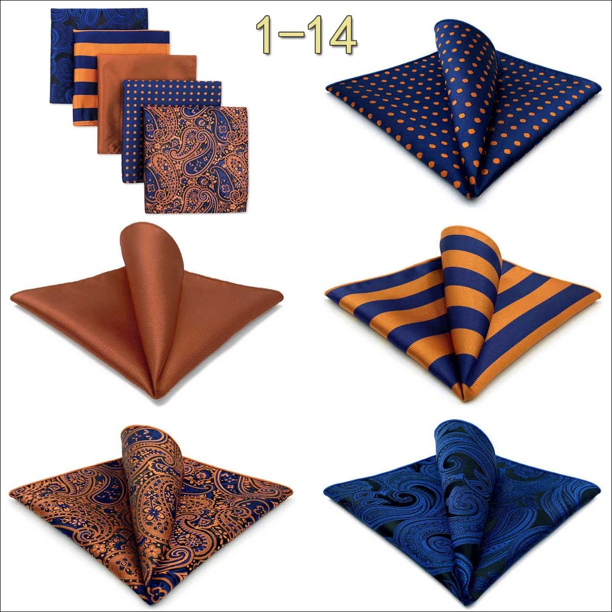 5 Pack Set Mens Pocket Square Handkerchief Multiple Designs Paisley Floral Solid Color Suit Towel Hanky Gentlemen Party Prom