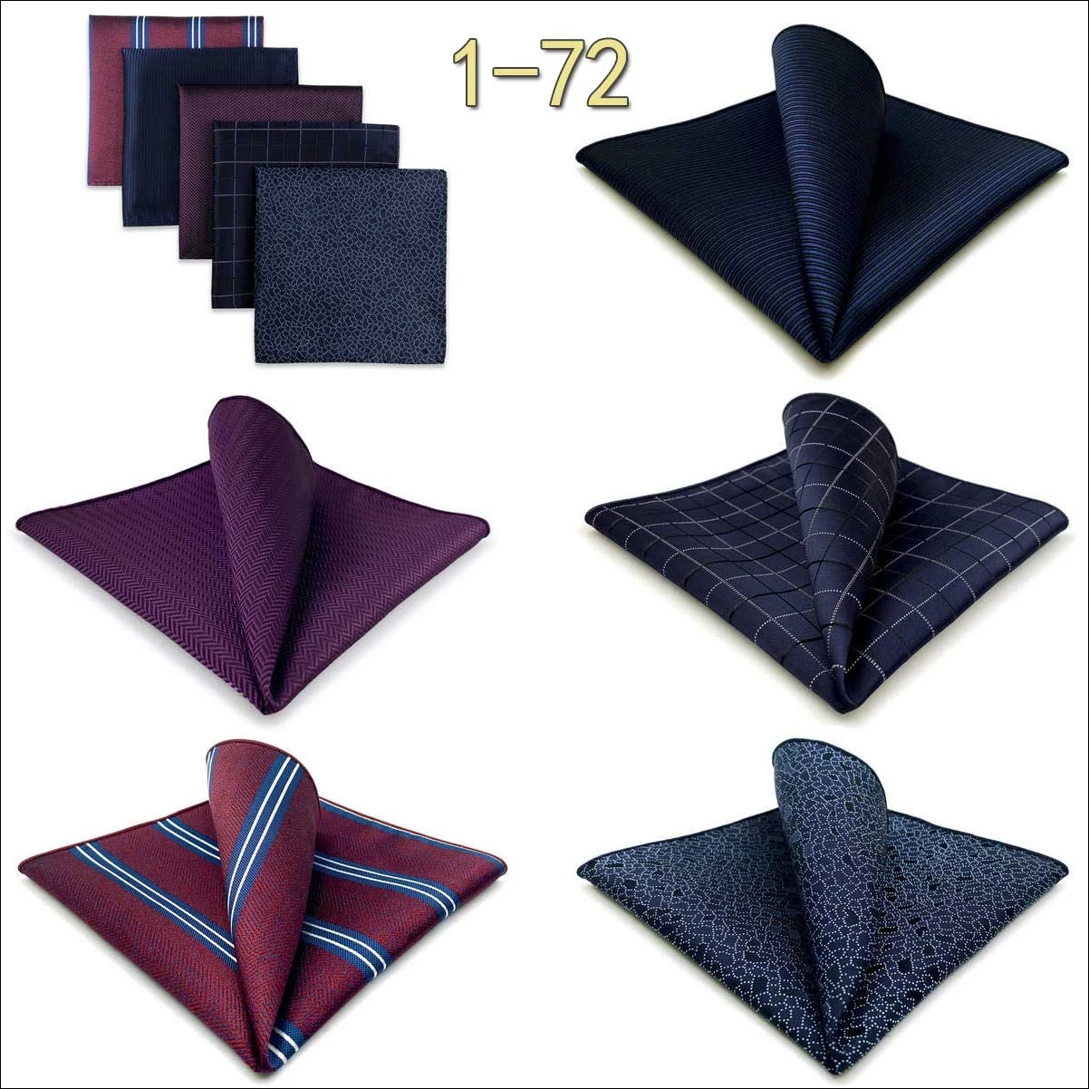 5 Pack Set Mens Pocket Square Handkerchief Multiple Designs Paisley Floral Solid Color Suit Towel Hanky Gentlemen Party Prom