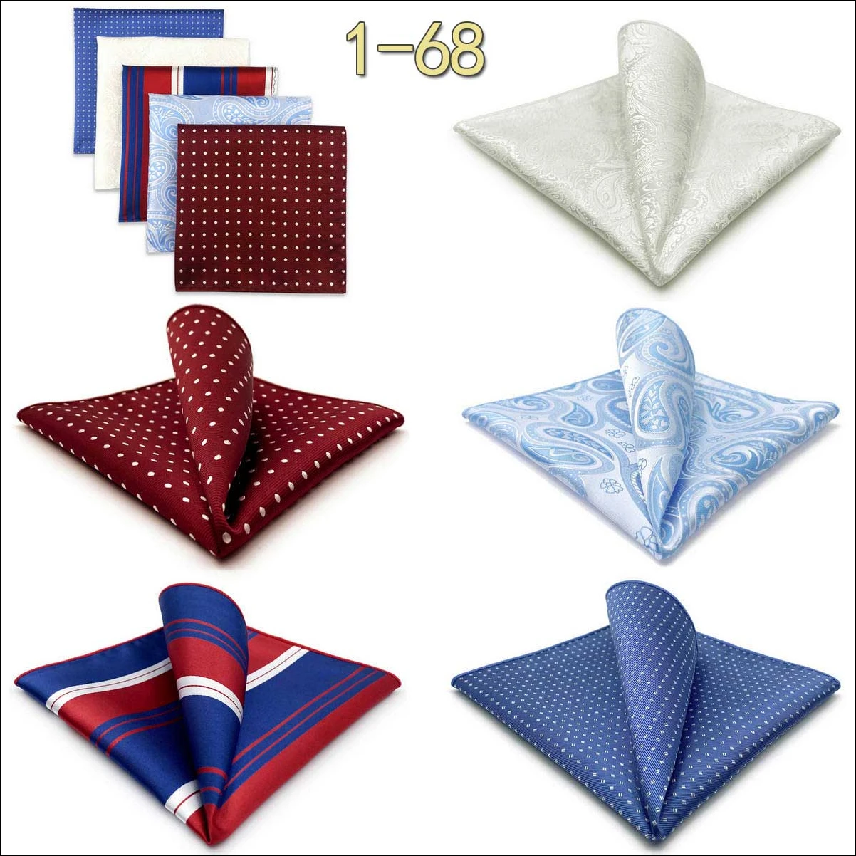 5 Pack Set Mens Pocket Square Handkerchief Multiple Designs Paisley Floral Solid Color Suit Towel Hanky Gentlemen Party Prom